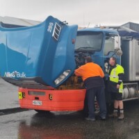 Wayne Ladbrook from South Roads completing a vehicle pre start check as part of the SAFED driving assessment with Bruce Mc Intyre 1